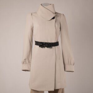 H&M Beige Asymmetric Collar Belted Coat 2